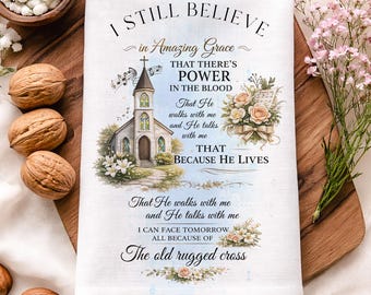 Christian Kitchen Towel Sublimation Design Vintage Church Floral PNG, Set of 2  (Digital Download)