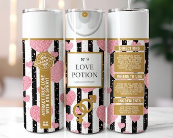 Valentine's Tumbler Wrap, 20oz, 30oz Love Potion Spray Bottle Sublimation Wrap,Pink Heart Valentine's Day Tumbler Png, Digital Download #STD