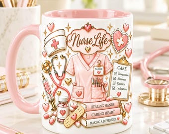Nurse Life Mug Wrap PNG, Nurse Sublimation, 11oz 15oz Mug Wrap, Nurse Gift,  Digital Download