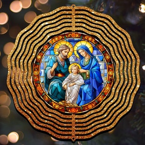 Stained Glass Nativity Wind Spinner Design, Christmas Nativity Wind Spinner PNG, 10in Wind Spinner Png, Digital Download  #WSP