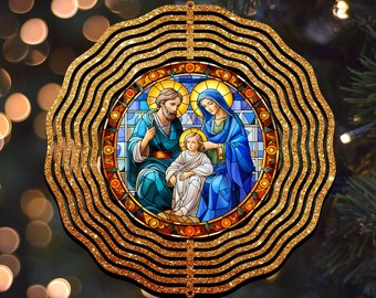 Stained Glass Nativity Wind Spinner Design, Christmas Nativity Wind Spinner PNG, 10in Wind Spinner Png, Digital Download  #WSP