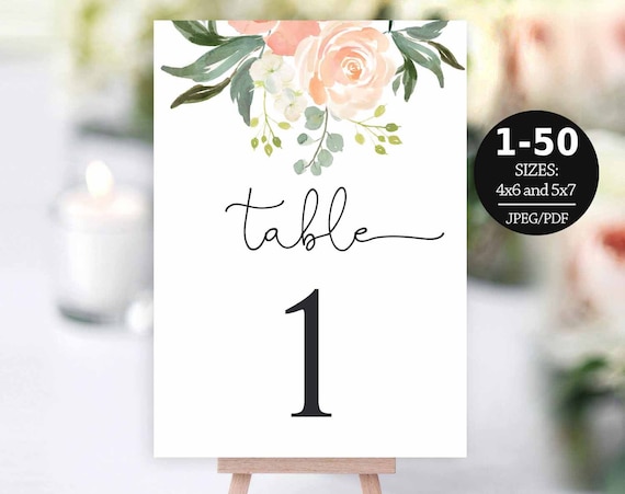 Table Number Template Table Numbers Printable Table Numbers | Etsy