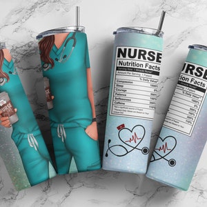 Nurse Nutrition Facts 20 oz Skinny Tumbler, Nurse Life Sublimation Design Template, Straight and Warped Design, PNG tumblers,, #STD