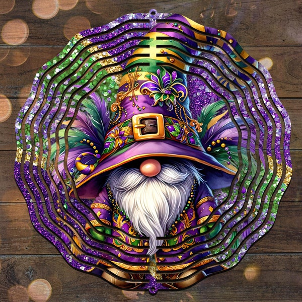 Mardi Gras Wind Spinner Sublimation Design, Mardi Gras Gnome  Wind Spinner PNG,  Digital Download  #WSP