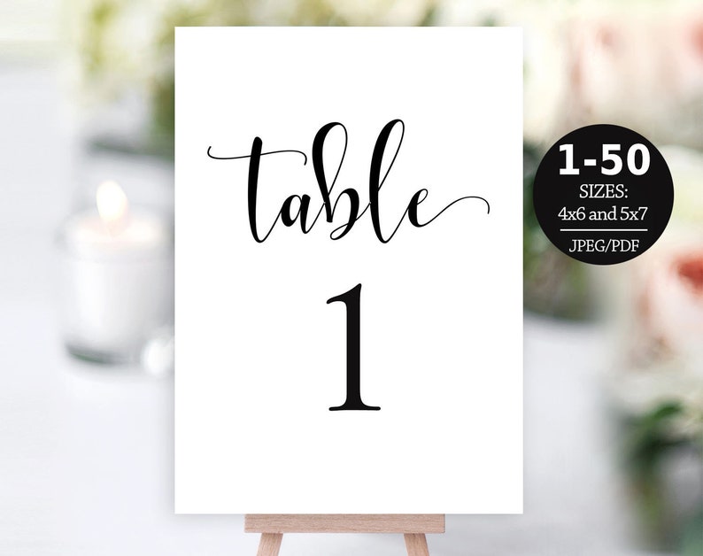 Table Number Template Table Numbers Printable Table Numbers | Etsy