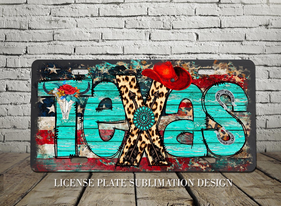 Texas License Plate Sublimation Design Texas Digital Download Etsy