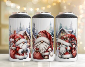 4 in 1 Can Cooler Wrap, Christmas Gnomes Sublimation Design, Funny Christmas Design Wrap #CCL