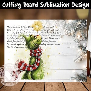 Grinch Cutting Board Sublimation PNG, Mean Guy Christmas Kitchen Decor, Chopping Board Design