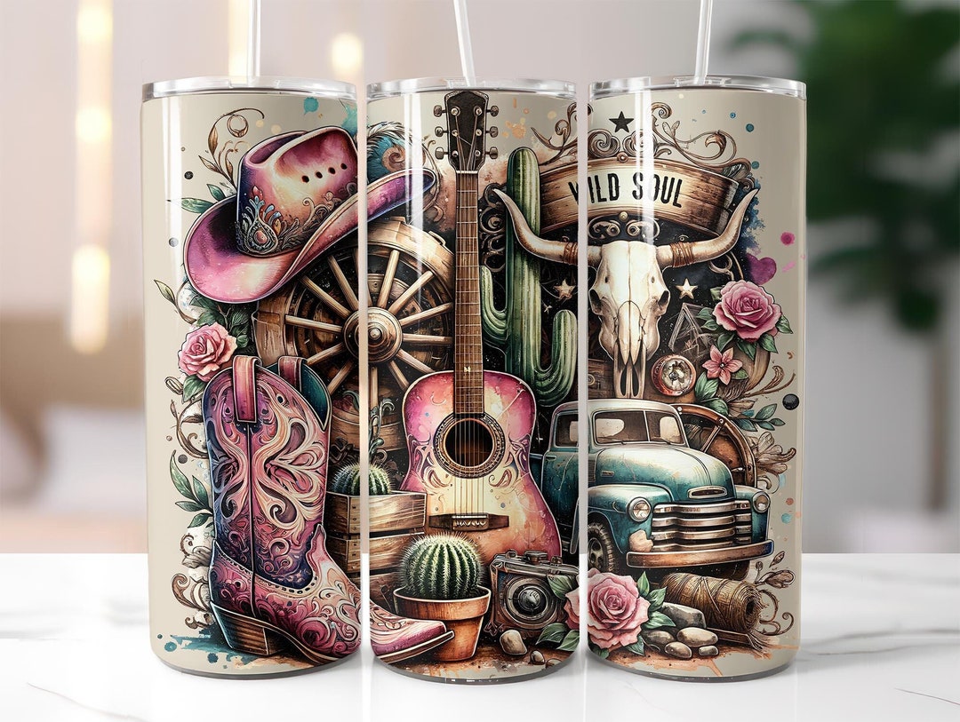 Cowgirl Boots Tumbler Wrap: Western Sublimation Design (PNG Digital ...
