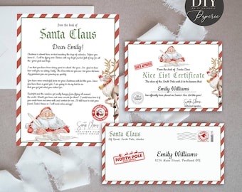 Santa Letter Kit, Editable Nice List Certificate from Claus, DL Envelope design, Letter from Santa Claus, From The Desk Of Santa