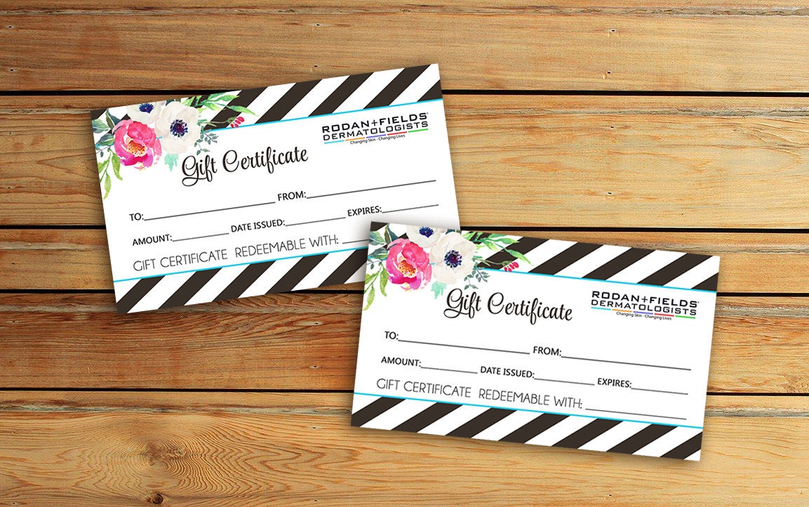 Rodan Fields Gift Certificate Business Card Digital File Etsy