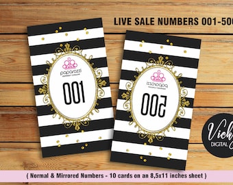 Paparazzi Live Sale Numbers - Normal and mirrored numbers 001-500 - You Print