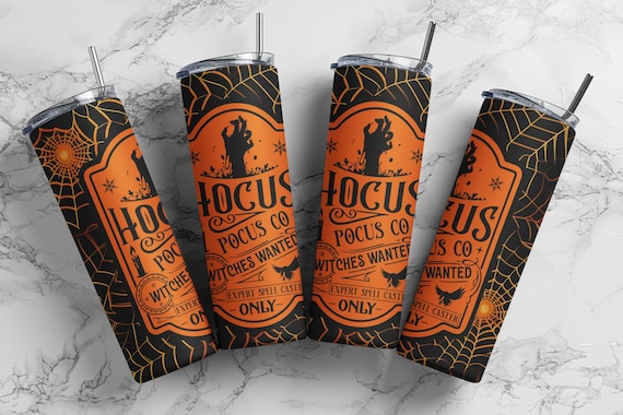 Hocus Pocus 20 oz Skinny Tumbler, Sublimation Design PNG, Digital File, Spooky Halloween Tumbler Wrap  (plus 9 FREE Designs Included!) #STD