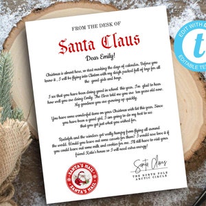 Editable Letter From Santa Claus, From the Desk of Santa Claus, Simple ...