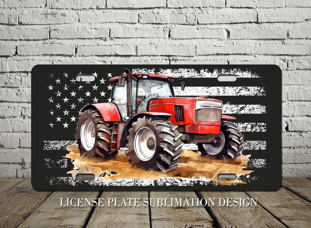 Farm Tractor License Plate Sublimation Design, Farm Truck Digital