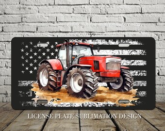 Farm Tractor License Plate Sublimation Design (Digital Download)