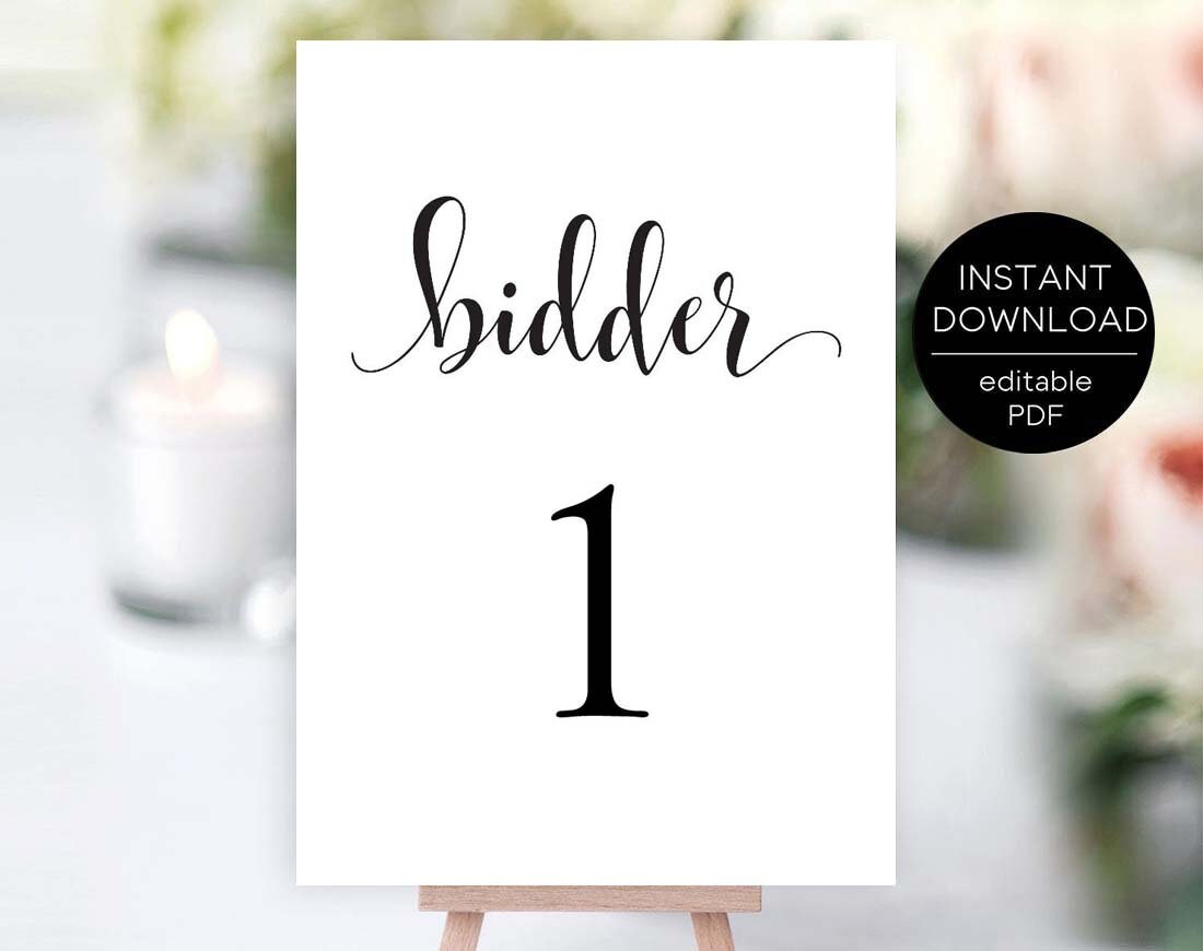 Auction Bidder Paddles Editable Bidder Paddles Bidder | Etsy