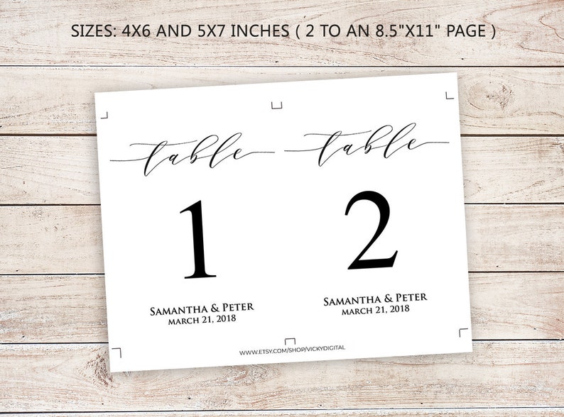 table number template editable table number template 5x7