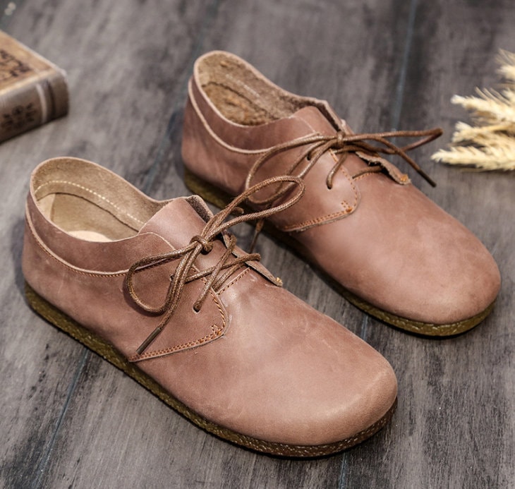 Handmade Women's Soft Comfortable Tie Shoes Flat Shoes Etsy