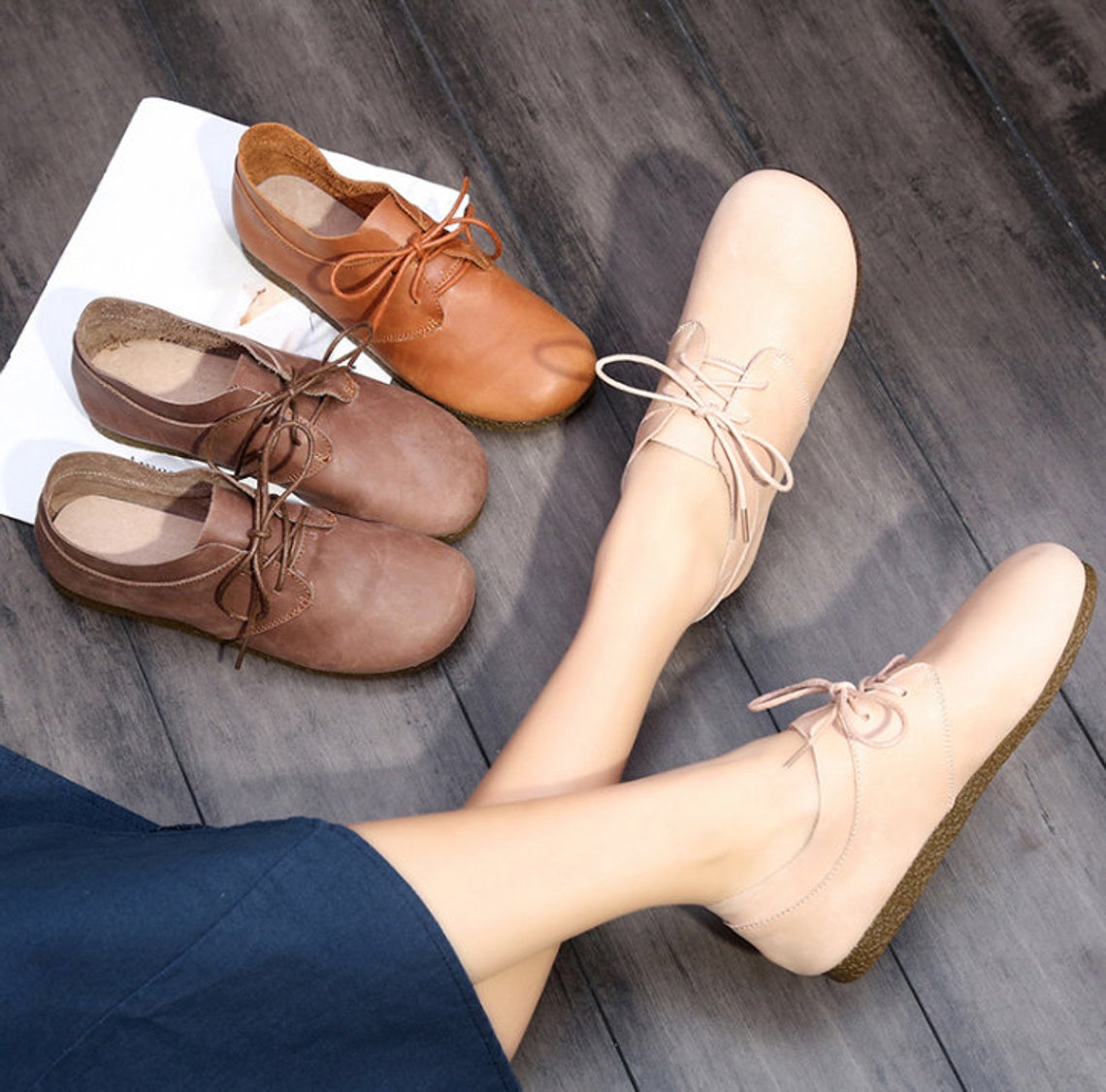 New vintage leather women's shoes cotton and linen Etsy