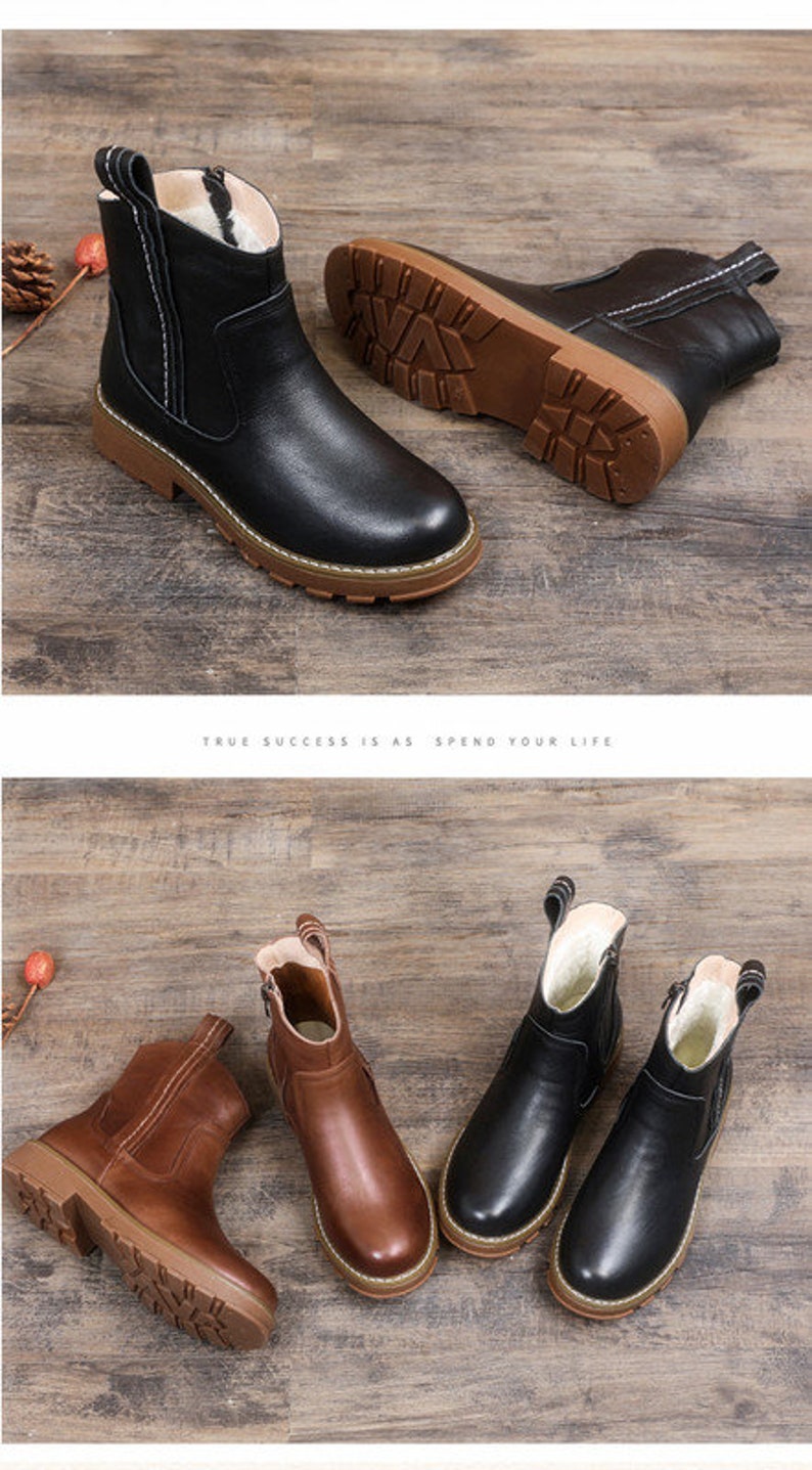 New product retro handmade leather women/'s boots top layer cowhide mid-heel knight boots