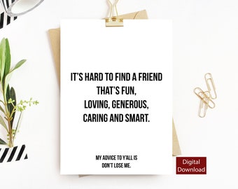 Printable card | Best Friends Card | funny friend card | sarcastic greeting card | friendship card | best friends | besties| greeting card