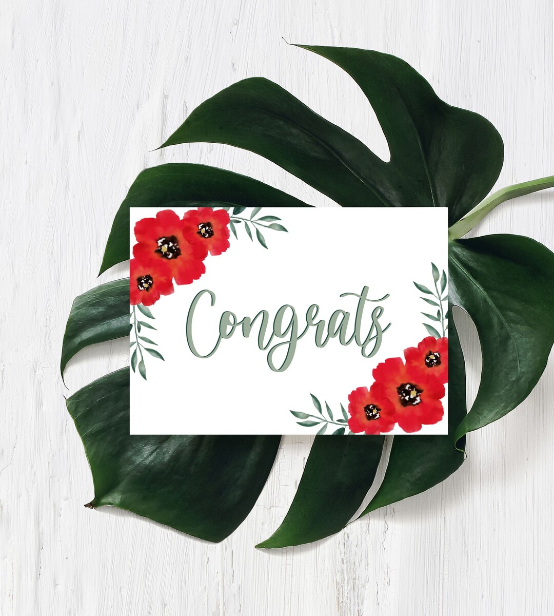 Printable Card Floral Congrats Card Congratulations Card Graduation ...