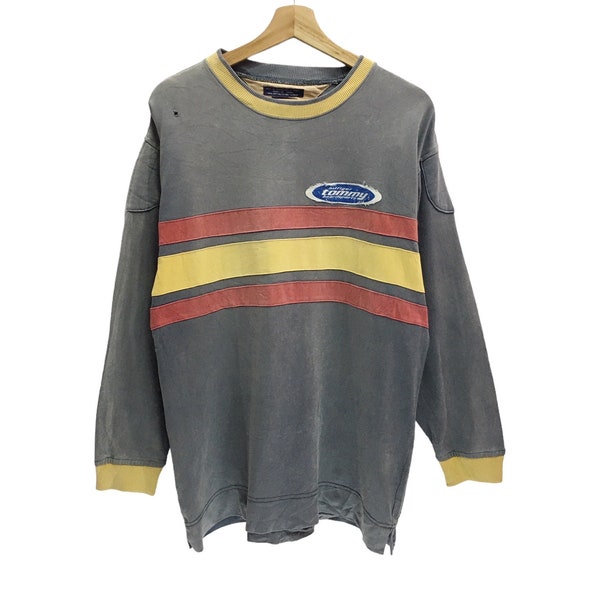 Rare!! Vintage Distressed Sun Faded Tommy Hilfiger Spellout Sweatshirt