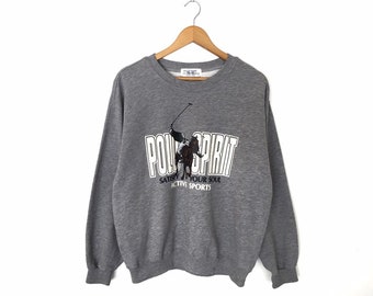 Rare!! Polo Horse Big Logo Spellout Pullover Jumper Sweatshirt