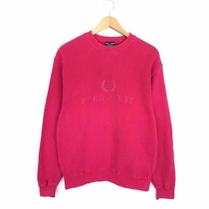 Rare!! Vintage Fred Perry Big Logo Spellout Embroidery Pullover Jumper Sweatshirt