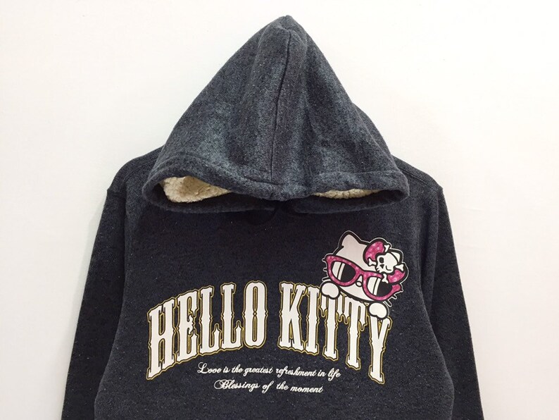 Rare!! Hello Kitty Spellout Pullover Jumper Sweater Hoodie Women image 2