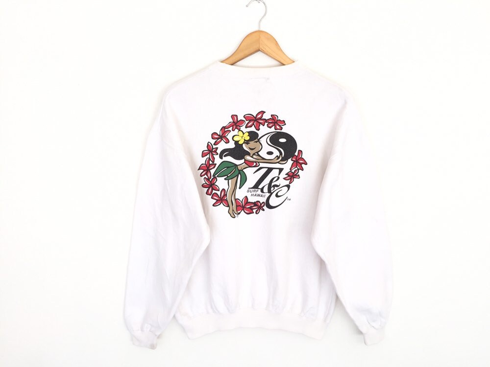 Vintage 90s T&C Surf Designs Surfboards Spellout Pullover