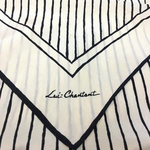 Zeldzaam!! Vintage Lui Chantant-gestreepte zijden sjaal (29 x 27,5)