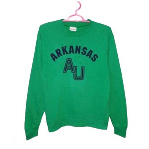 Rare!! Vintage 80s ARKANSAS AU Spellout Pullover Jumper Sweatshirt