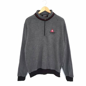 Rare!! Le Coq Sportif Small Logo Spellout Embroidery Half Zipper Sweatshirt