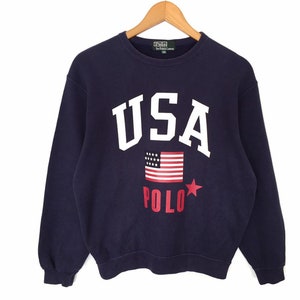 Rare!! Vintage Polo Sport Ralph Lauren Spellout Pullover Jumper sweatshirt Polo Sport RL USA Flag Logo