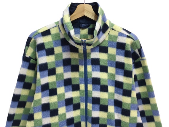 Rare!! Vintage Checked Fullprint Sweatshirt Fleec… - image 3