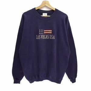 Rare!! Vintage Las Vegas USA Spellout Embroidery Pullover Jumper Sweatshirt