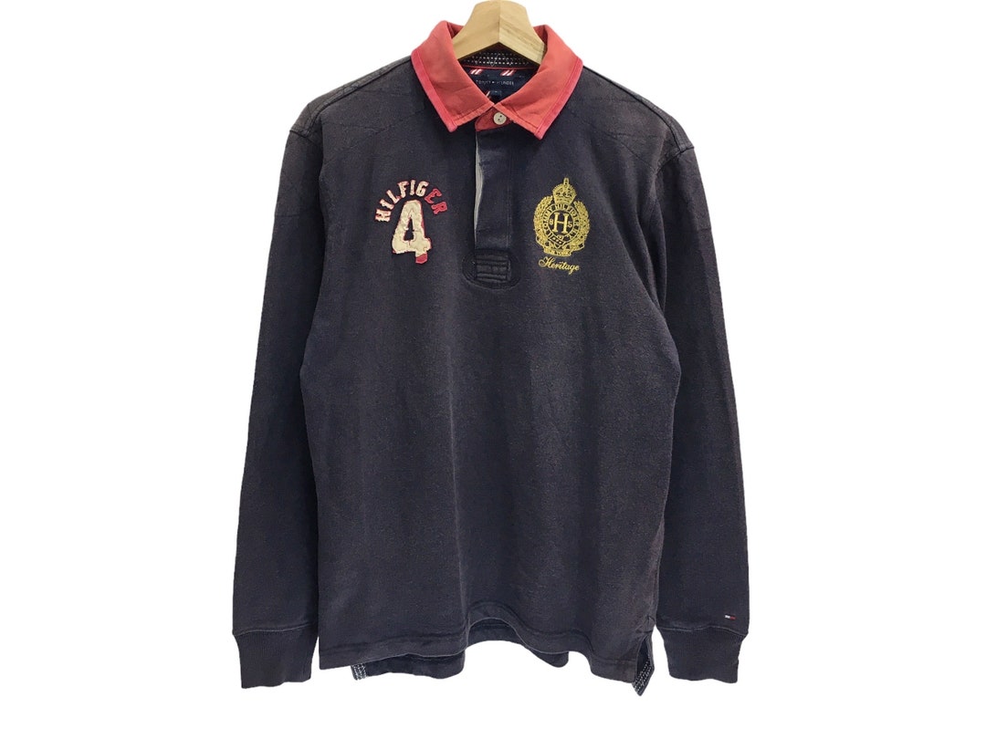 Rare!! Vintage Tommy Hilfiger Spellout Embroidery Polo Shirt