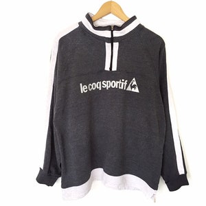 Rare!! Vintage Le Coq Sportif Small Logo Spellout Sweatshirt Half Zip Long Sleeve