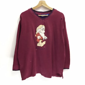 Rare!! Grumpy Walt Disney Cartoon Pullover Jumper Sweatshirt Distressed