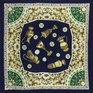 Zeldzaam!! Vintage abstracte zijden sjaal (32,5 x 33,5)