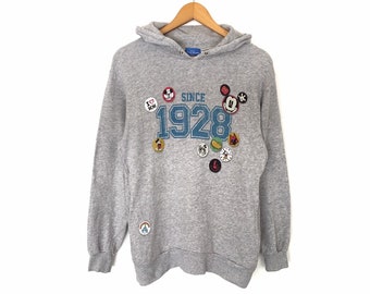 Rare!! Mickey Mouse Disney Cartoon Spellout Pullover Jumper Sweater Hoodie Women
