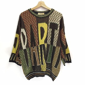 Rare!! Vintage Velocita Knitwear Sweater Coogi Style Multi Knit