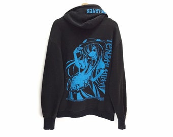 Rare!! Japan Anime Cartoon Spellout Pullover Jumper Sweater Hoodie Zip