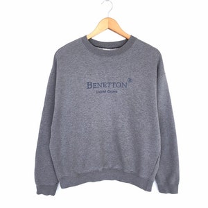 Zeldzaam!! Vintage Benetton United Colors Spellout Borduur Pullover Jumper Sweatshirt Crop Top
