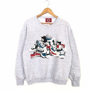 Rare!! Vintage 90s Converse All Star Spellout Pullover Jumper Sweatshirt Nice Design 1992