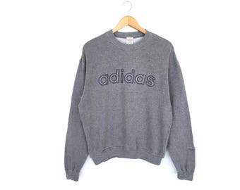 Rare!! Vintage Adidas Trefoil Small Logo Spellout Embroidery Pullover Jumper Sweatshirt