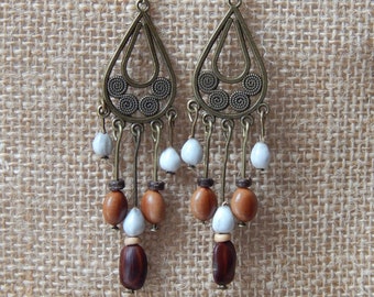 boucles d'oreilles ethniques en graines naturelles