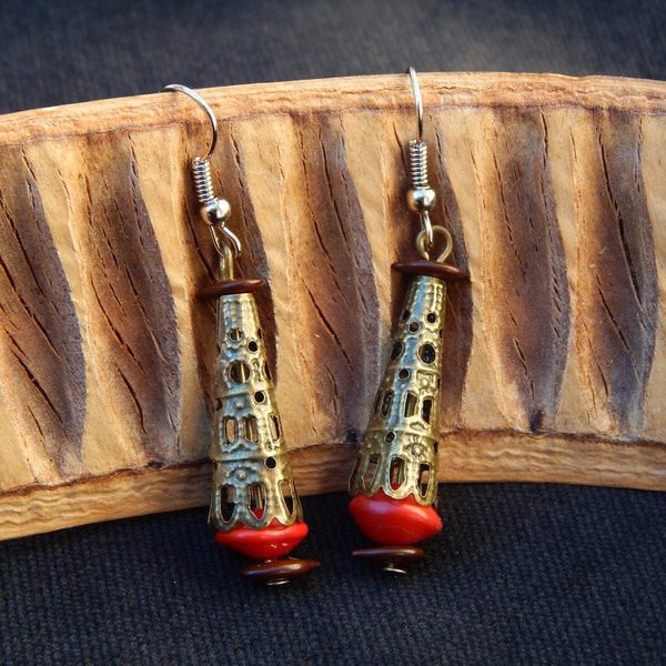 boucles d'oreilles ethniques  graines